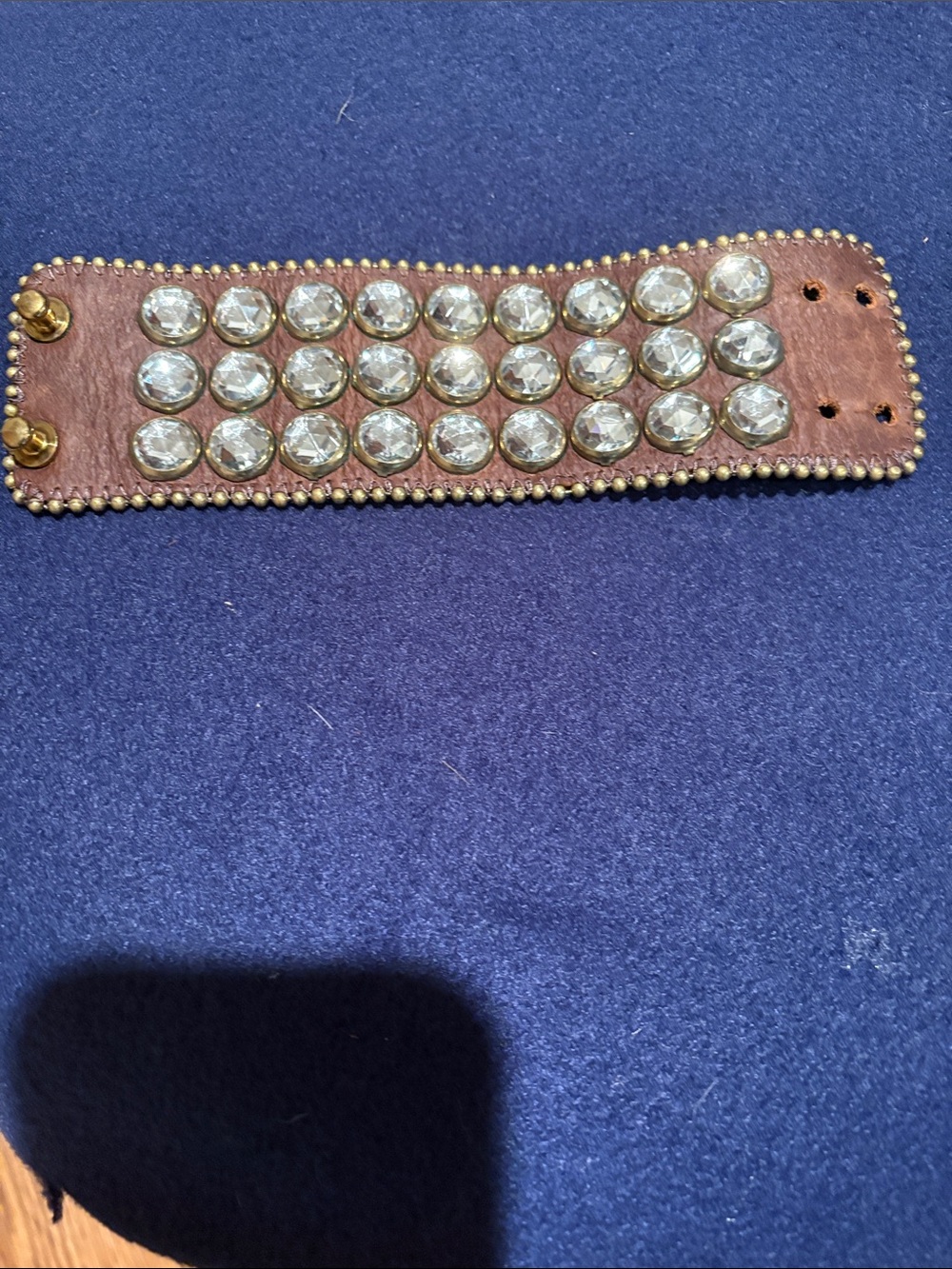 Betsey Johnson Embellished Brown Leather Cuff Bracelet